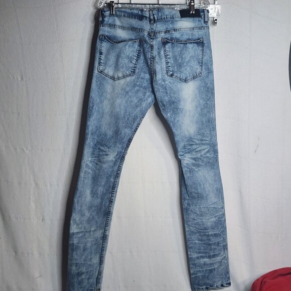 AHP Another Hype Piece Blue Denim Distressed Acid Wash Stretch Skinny Jean 36x34 - Picture 8 of 16